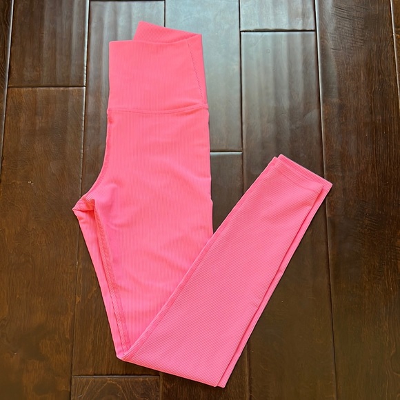 LoveShackFancy Pants - LoveShackFancy x Beach Riot Pink Ribbed Leggings